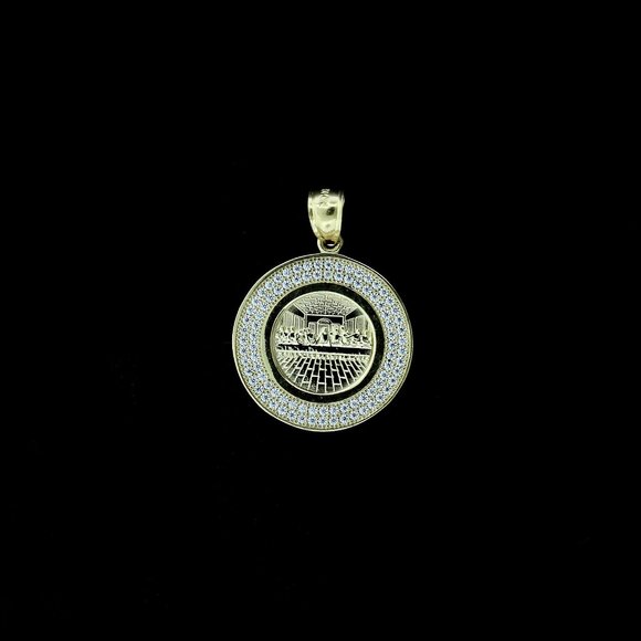 Real 10K Yellow Gold Round Last Supper Charm Pendant - Picture 1 of 6